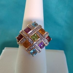 14K Yellow Gold Multi Gemstone Ring